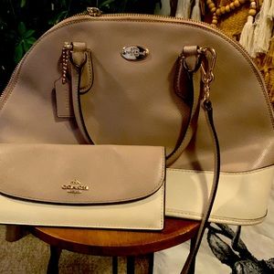 Coach 34517 Bicolor Crossgrain Mini Cora Domed Satchel and matching wallet